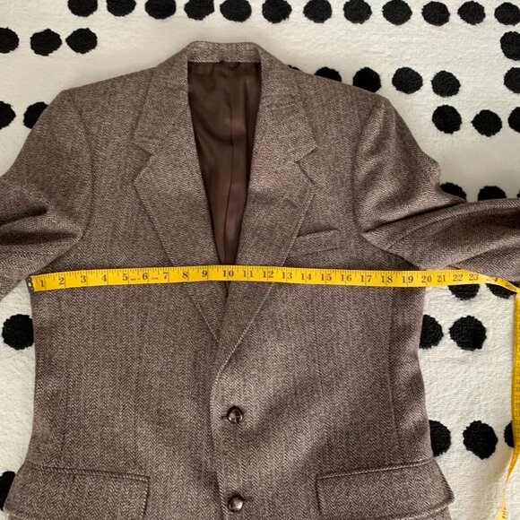 Vintage Tweed Blazer Sport Coat 38 Brown Herringbone Wool 90s Old Money Jacket - Picture 13 of 16